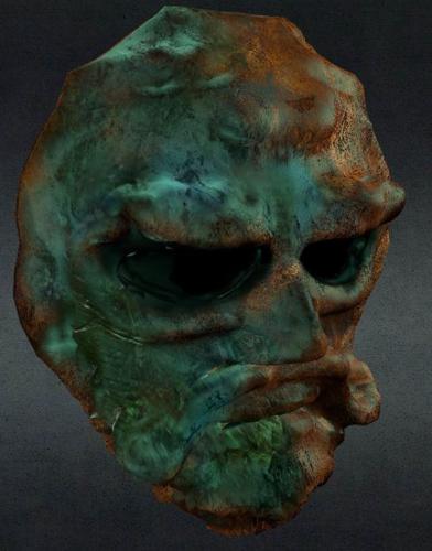 old corroded  bronze mask preview image
